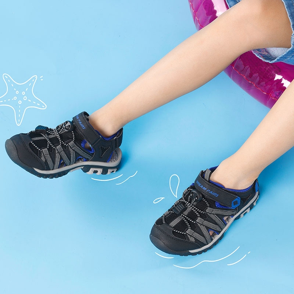 Kids Outdoor Sports Sandals - BLACK GREY BLUE - 4
